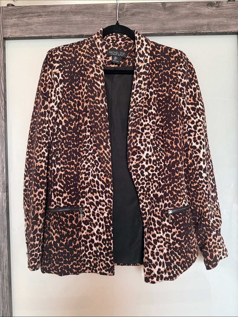Rachel Zoe Leopard Print Open Blazer in Brown and Cream